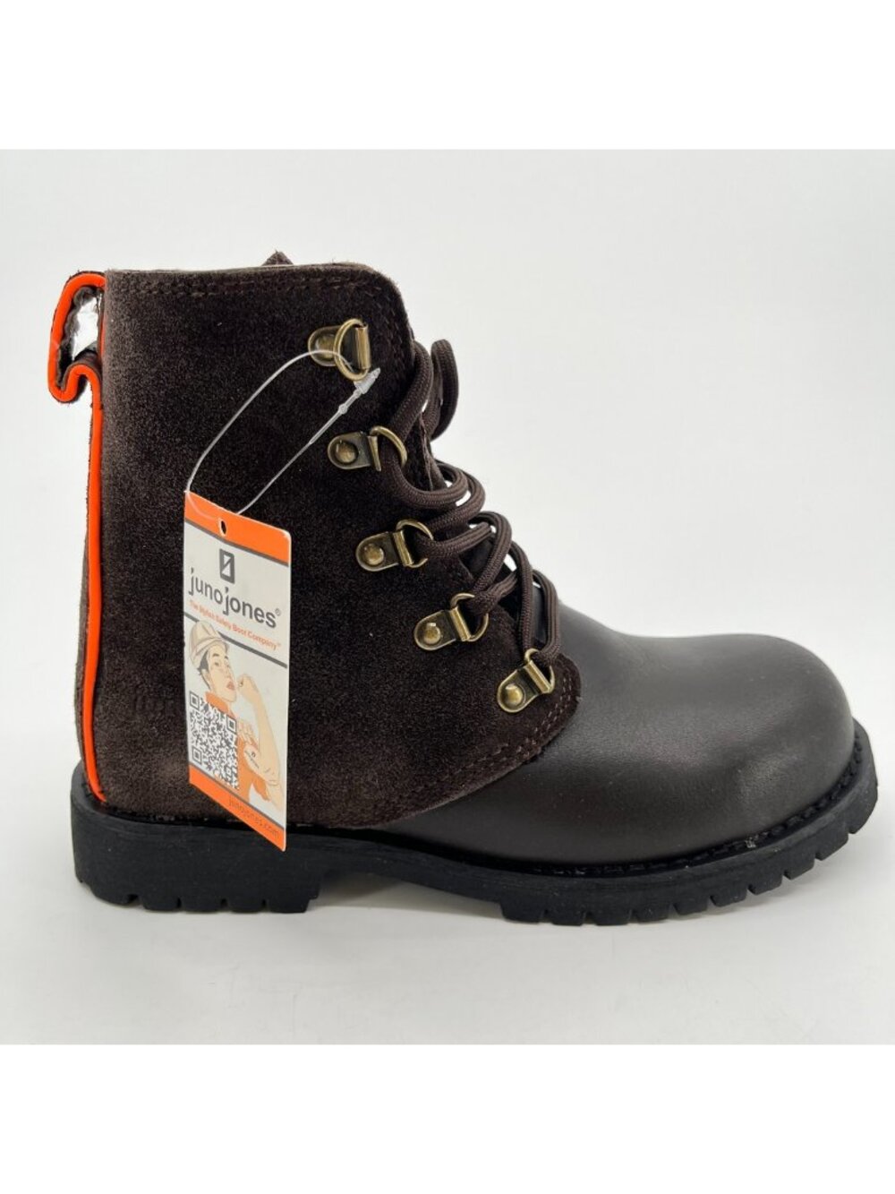 Juno Jones Hadaway Womens Size 6 Brown Leather Steel Toe Lace Up Working Boots